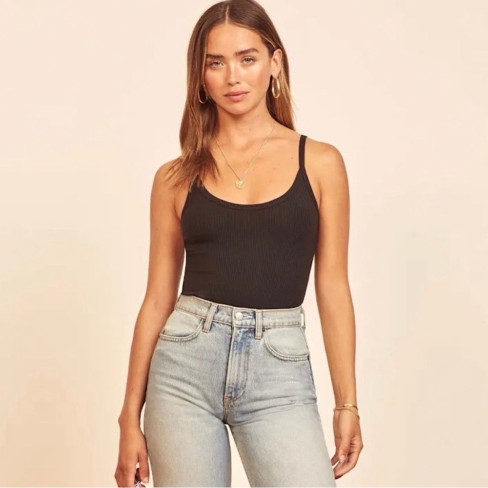 NWOT Reformation Luna Ribbed black bodysuit size medium